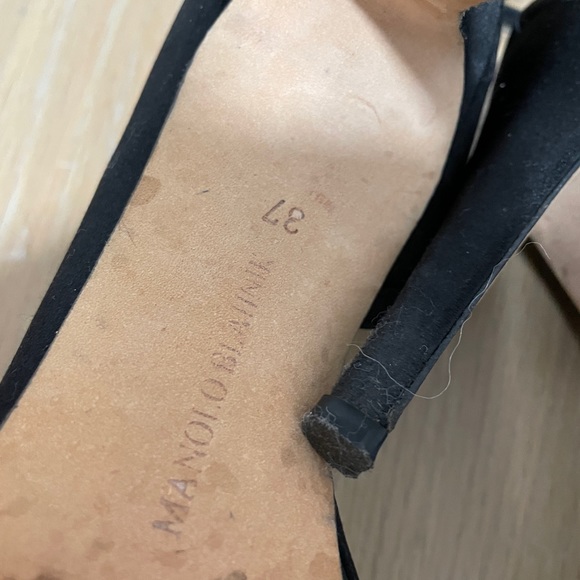 Manolo Blahnik black satin pumps leaves ankle wrap STUNNING - Picture 4 of 6